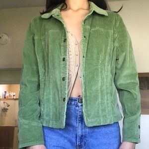 VTG dark lime green corduroy jacket